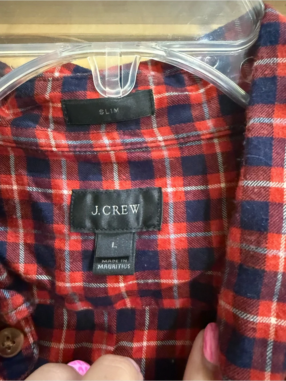 J. Crew Men's Red & Navy Plaid Button-Down Shirt